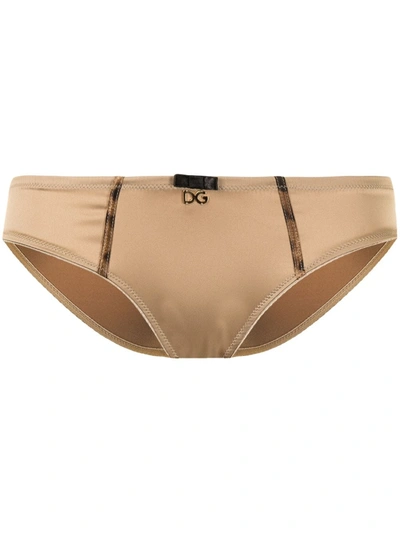 Dolce & Gabbana Logo-plaque Thong In Gold