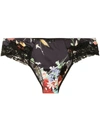 DOLCE & GABBANA FLORAL-PRINT LACE-TRIM THONG