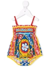 Dolce & Gabbana Carretto Print Poplin Bubble Romper In Red