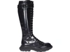 Alexander Mcqueen Glossed-leather Exaggerated-sole Knee Boots In Black