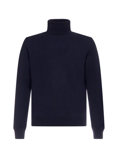 Malo Cashmere And Silk Turtleneck In Blue