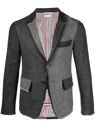 Thom Browne Single-breasted Two-tone Wool Blazer In Grey