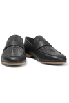 BRUNELLO CUCINELLI BEAD-EMBELLISHED LEATHER COLLAPSIBLE-HEEL LOAFERS,3074457345629103135