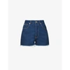 Rabanne Womens Indigo Beachwear Frayed-hem High-rise Denim Shorts 8 In Indigo Beachwear