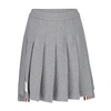 Thom Browne Striped Pleated Miniskirt In Med Grey