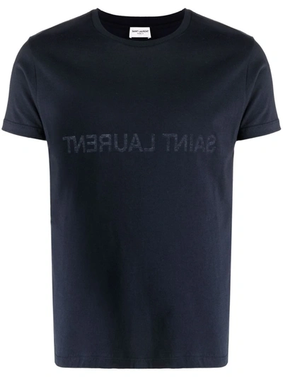 Saint Laurent Reverse Logo T-shirt In Black