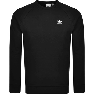 Adidas Originals Adicolor Essentials Logo-embroidered Cotton-blend Jersey Sweatshirt In Black