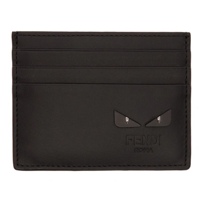 Fendi Black & Silver Bag Bugs Card Holder In F0gxn Black