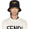 Fendi Logo-embroidered Cotton-twill Bucket Hat In Black