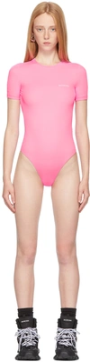 Balenciaga Pink Open Back One-piece Swimsuit In Fuxia