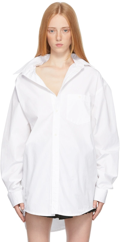 Balenciaga White Poplin Off-shoulder Shirt