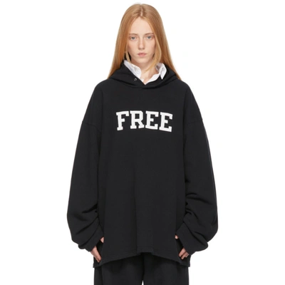 Balenciaga Black 'free' No Rib Hoodie In Black White