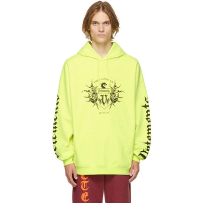 Vetements Logo-print Pullover Hoodie In Yellow