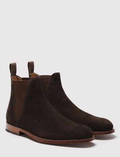 Grenson Nolan Suede Chelsea Boot In Chocolate Brown