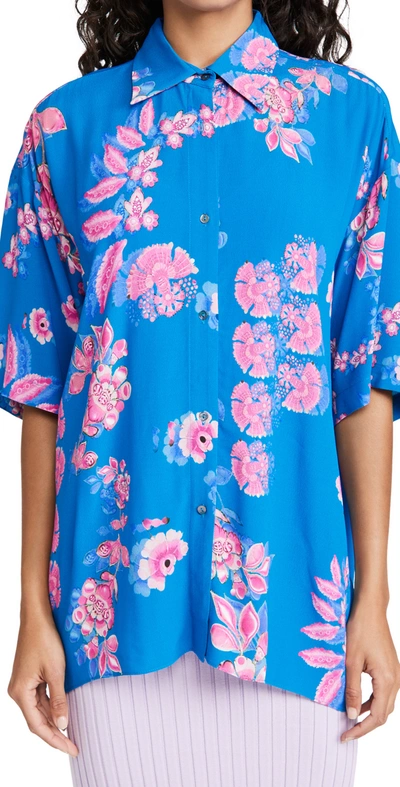 Cynthia Rowley Cabana Floral-print Shirt In Blpkm