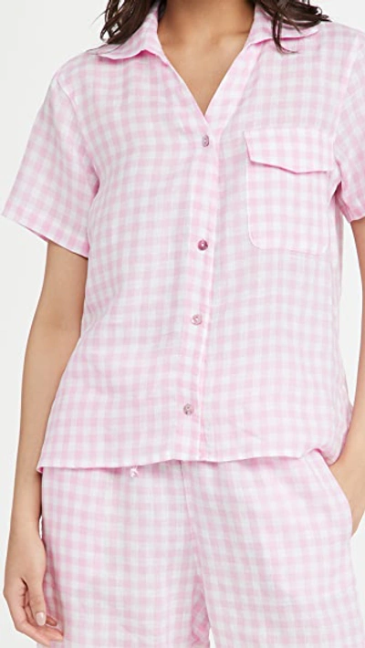 Frankies Bikinis Lou Gingham Pyjama Shirt In Rosa