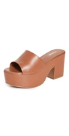Larroude Miso Leather Platform Mules In Caramel