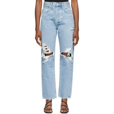 Agolde Fen High Rise Relaxed Straight Leg Jeans In Wander In Blue