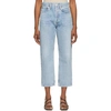 Agolde '90s Crop Loose Fit Organic Cotton Jeans In Blue