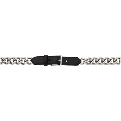 Alexander Mcqueen Black & Silver Single Chain Belt