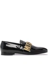 MOSCHINO LOGO-PLAQUE GLOSSY LOAFERS