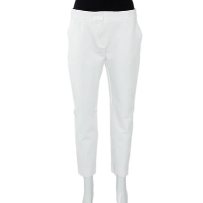 Pre-owned Max Mara White Knit Cropped Tapered Leg Trousers L