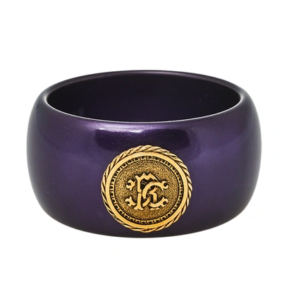 Pre-owned Roberto Cavalli Purple Medallion Wide Bangle Bracelet