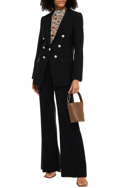 Veronica Beard Miller Dickey Double-breasted Grain De Poudre Blazer In Black