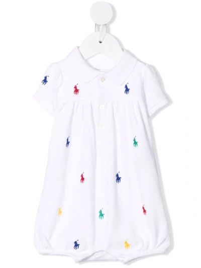 Ralph Lauren Babies' Logo Embroidered Romper In 白色