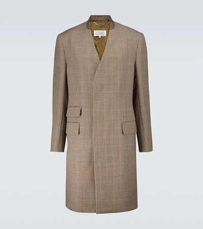 Maison Margiela Houndstooth-pattern Single-breasted Coat In Brown Check
