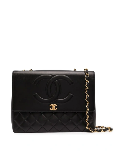 Pre-owned Chanel 1992 Classic Flap Maxi Shoulder Bag In Black