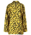 Versace Printed Silk-twill Pajama Shirt In Gold
