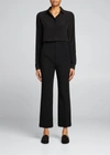Saint Laurent Cropped Wool-blend Straight-leg Pants In Nero
