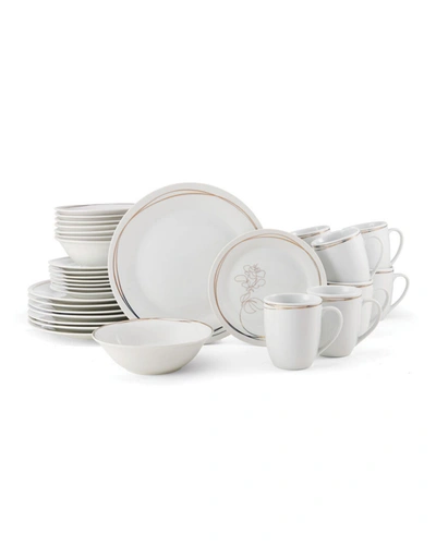 Fitz And Floyd Love Blooms 32-piece White Porcelain Dinnerware Set