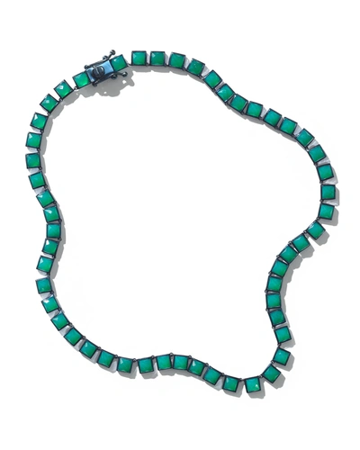 Nakard Small Tile Riviere Necklace In Green