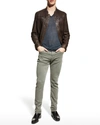 John Varvatos Linen Slim Fit V-neck T-shirt In Midnight
