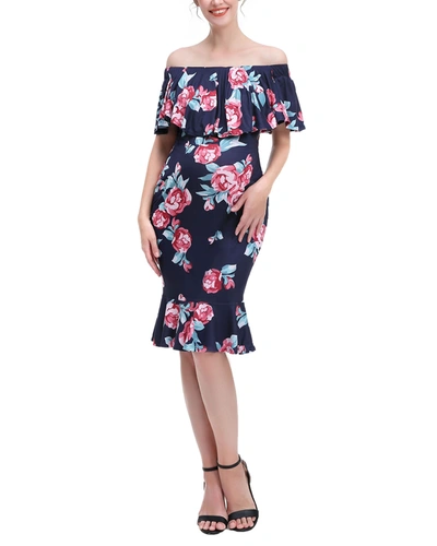 Kimi & Kai Maternity Kathryn Off-shoulder Floral-print Dress In Multicolored