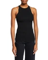 Ganni Black Melange Knit Tank Top In Black