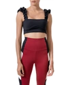 Port De Bras Scrunchie Active Crop Top In Black