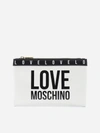 LOVE MOSCHINO HAMMERED WEAVE CLUTCH WITH CONTRASTING LOGO PRINT,JC4185PP1DLI0 -100