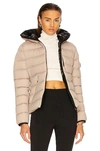 Moncler Herbe Nylon Stretch Down Jacket In Nude & Neutrals