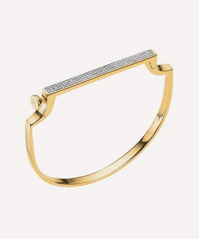 Monica Vinader Gold Plated Vermeil Silver Signature Medium Thin Diamond Bangle