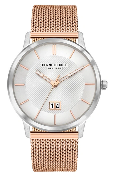 Kenneth Cole New York Mesh Strap Watch, 42mm In Rose Gold