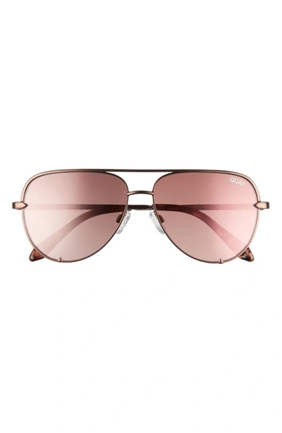 Quay High Key Mini 53mm Tinted Aviator Sunglasses In Bronze / Brown To Pink Mirror