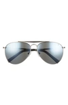 Hurley Shorebreak 60mm Polarized Aviator Sunglasses In Gunmetal/ Smoke Green