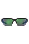 Under Armour 70mm Polarized Oversize Sport Sunglasses In Black Green
