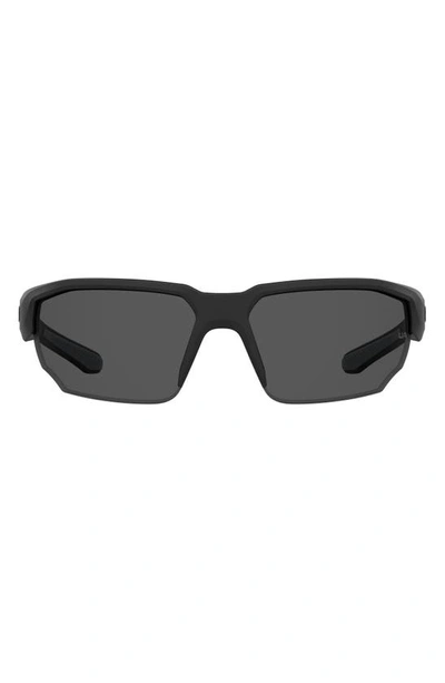 Under Armour 70mm Polarized Oversize Sport Sunglasses In Matte Black