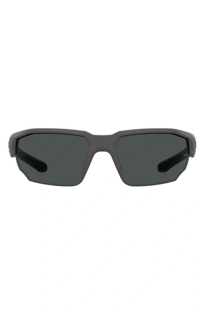 Under Armour 70mm Polarized Oversize Sport Sunglasses In Grey Black