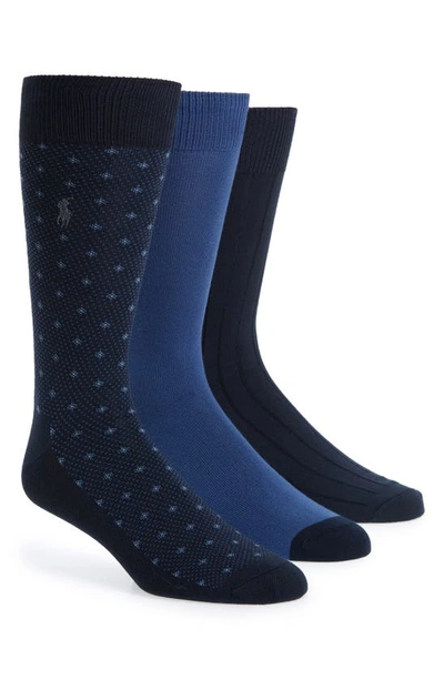 Polo Ralph Lauren Assorted 3-pack Supersoft Dress Socks In Navy