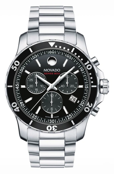 Movado Men's Swiss Chronograph Series 800 Performance Steel Bracelet Diver Watch 42mm In Silver